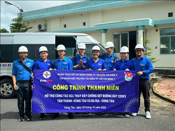 Tuổi trẻ Đội Truyền tải điện Thành phố Hồ Chí Minh 1 xung kích thay dây chống sét đường dây 220kV tại Vũng Tàu, lan tỏa an toàn hành lang lưới điện